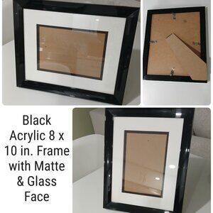 Black Acrylic 8x10in. Frame with Matte & Glass Face , Good Condition